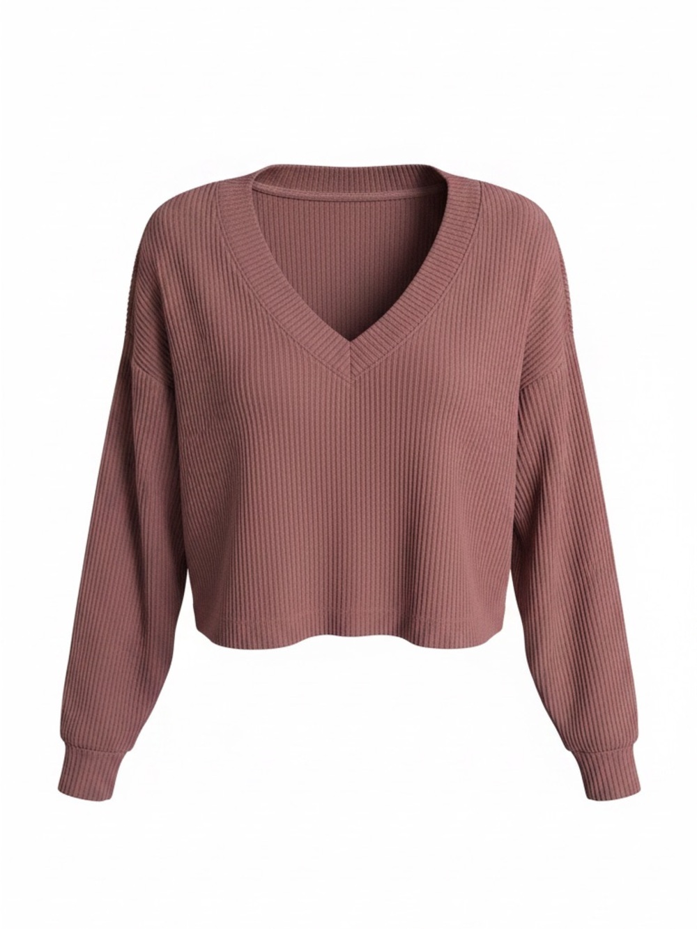 ALO Yoga Ribbed V-Neck Cropped Sweater